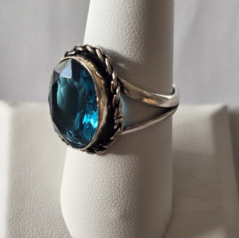 Vintage Sterling Silver Ring With Blue Topaz